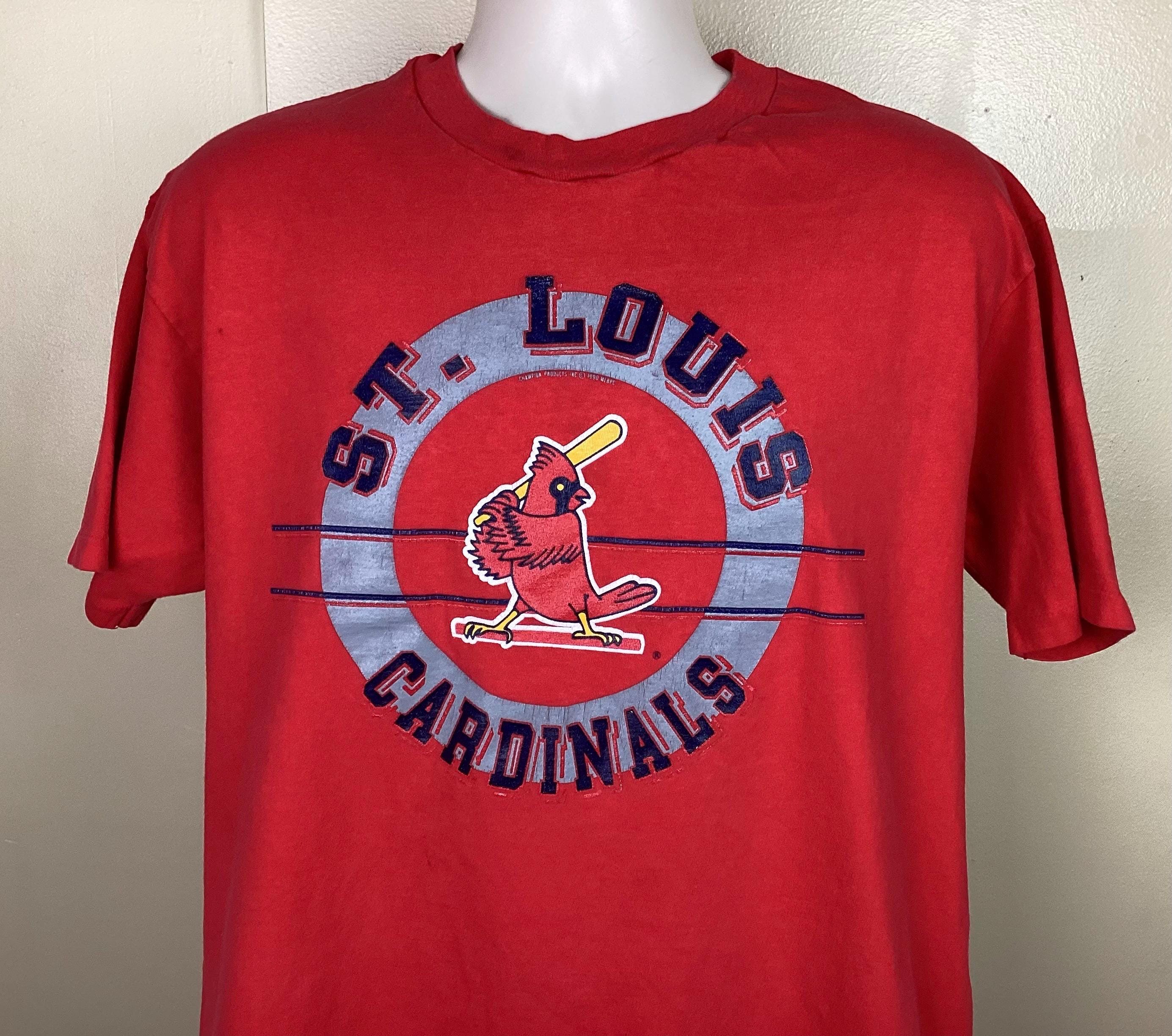 Vtg 1990 St Louis Cardinals T-shirt Red L/XL 90s Single Stitch