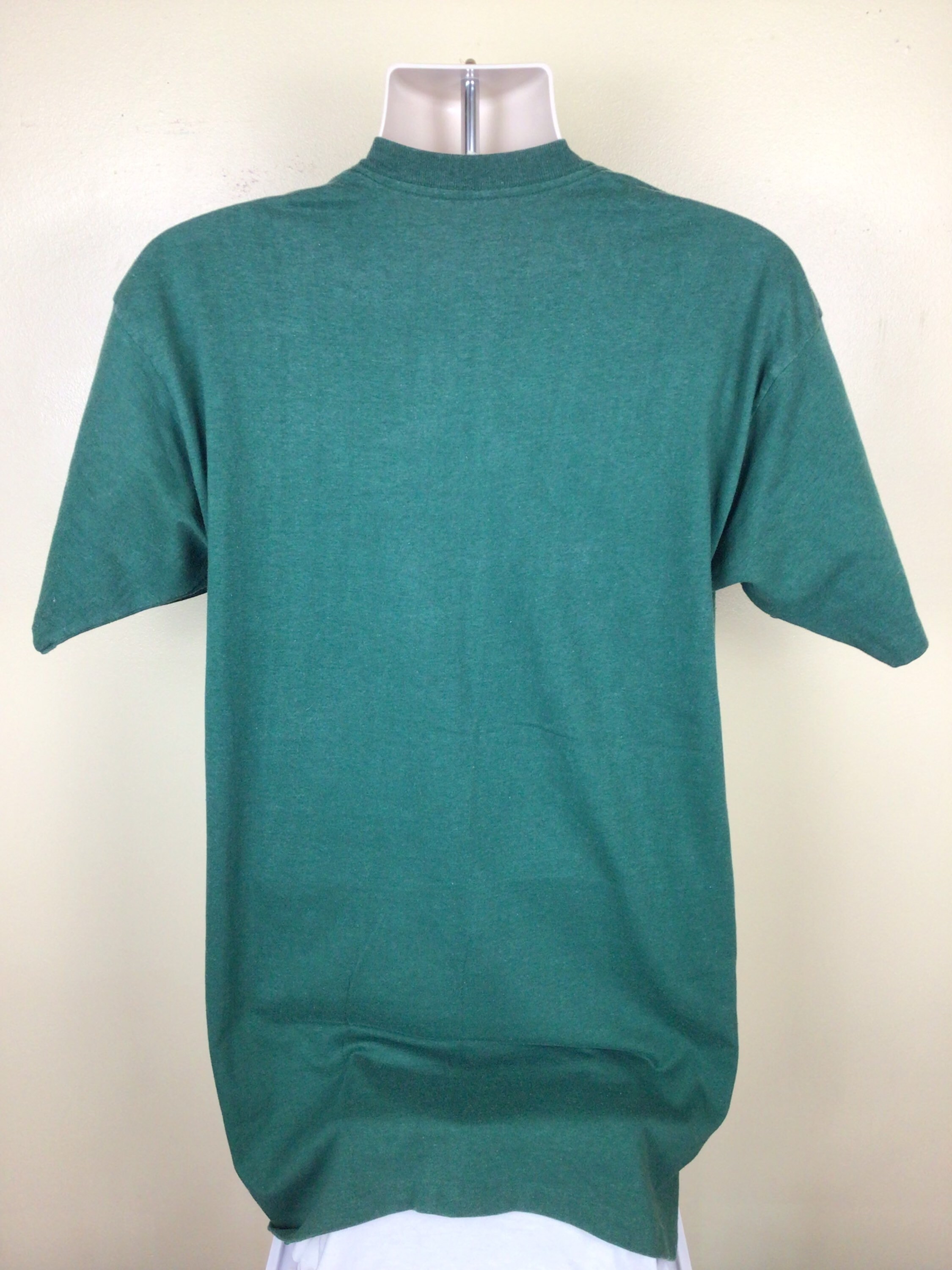 Vtg 80s Healthknit Plain Dark Green Pocket T-shirt XL/XXL