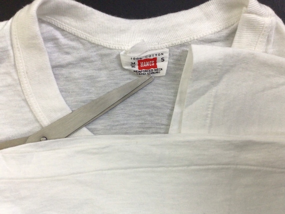 Vtg 50s 60s Hanes Plain White T-Shirt S Blank Tee… - image 4