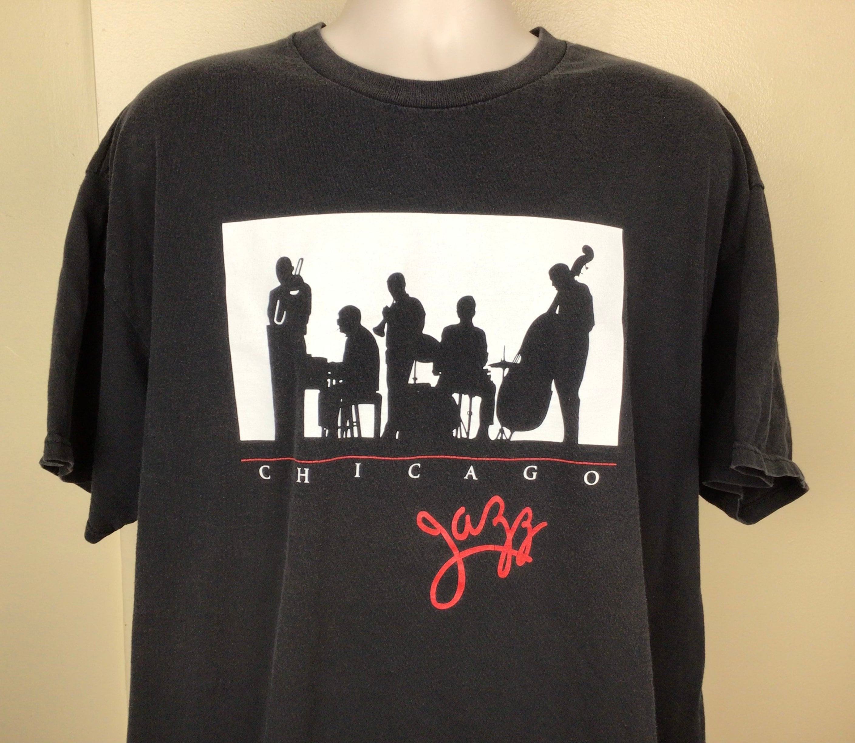 USA製 90sビンテージ BLUE CHICAGO ジャズ JAZZ Tシャツ 古着 90s USA製 John Carroll Doyle 「BLUE CHICAGO」 アート
