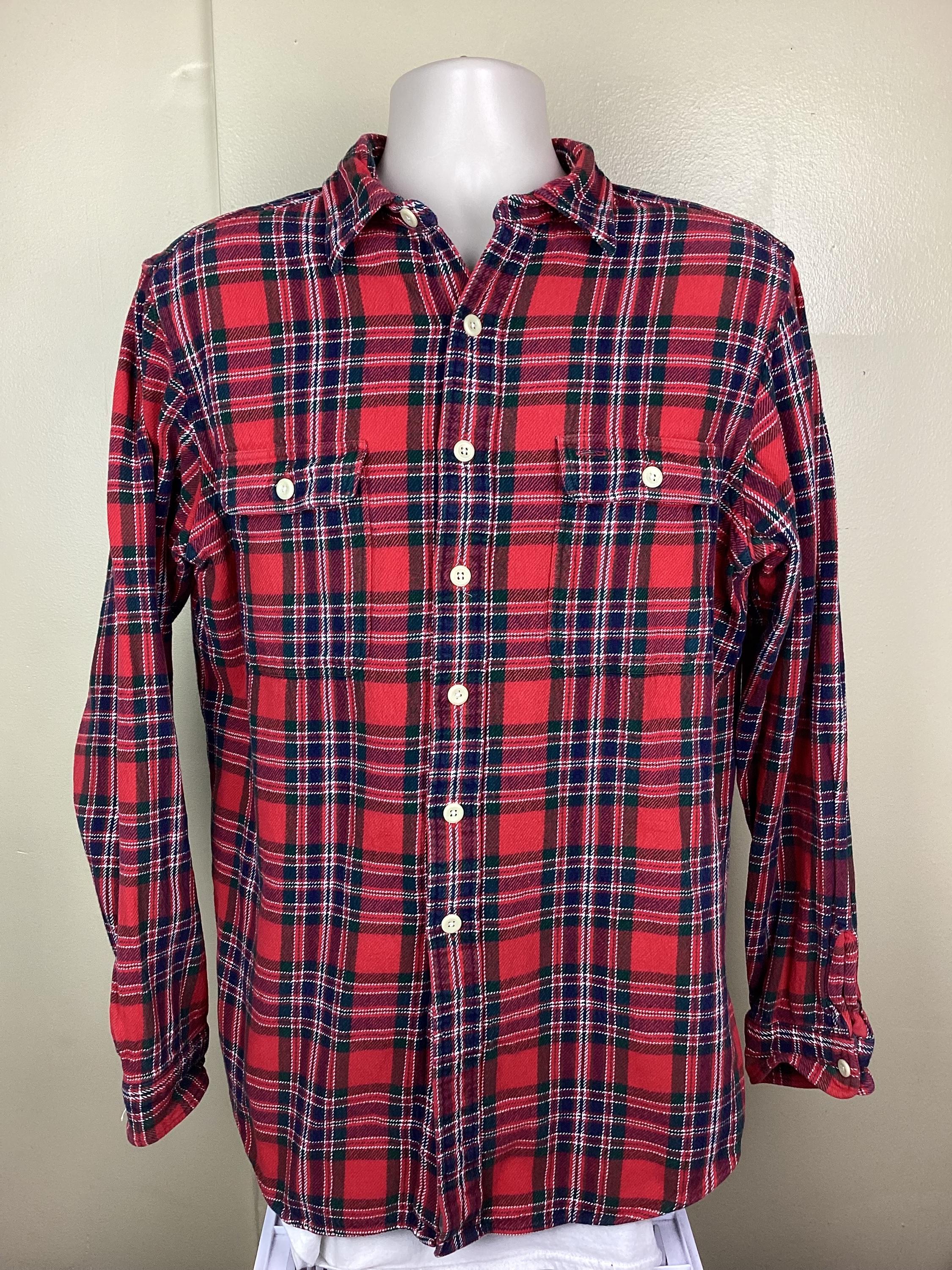 Vintage 90s Polo Ralph Lauren Flannel Shirt 100% Cotton Red Size L