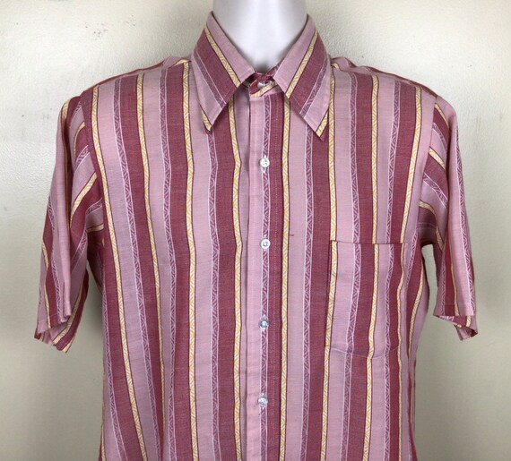 Vtg 70s Van Heusen 417 Vertical Striped Short Sle… - image 4