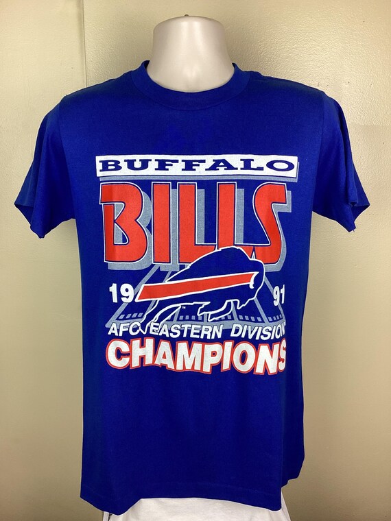 Vtg 1991 Buffalo Bills AFC Eastern Division Champions T-shirt Blue