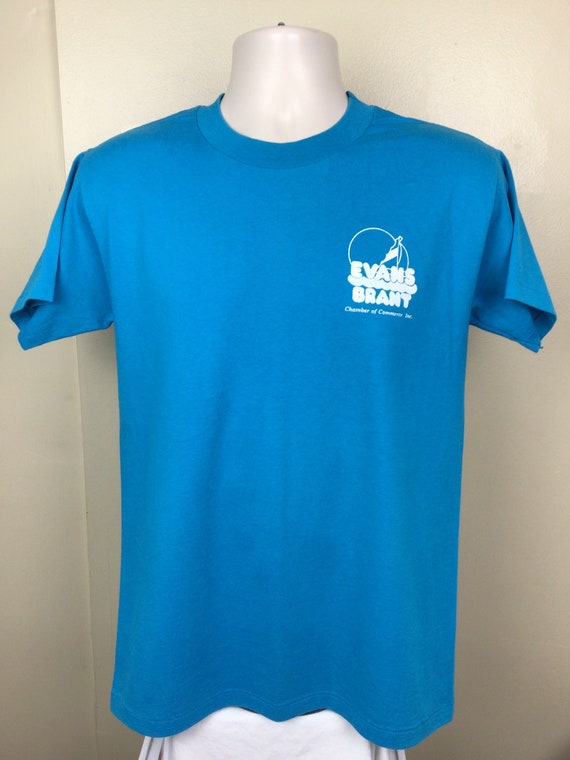 Vtg 1992 Evans Brant Summerfest T-Shirt Blue M 90… - image 3