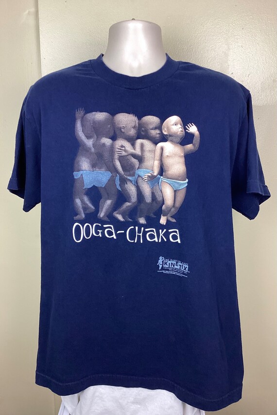 Vtg 1998 Dancing Baby Ooga Chaka T-Shirt Blue L 9… - image 2