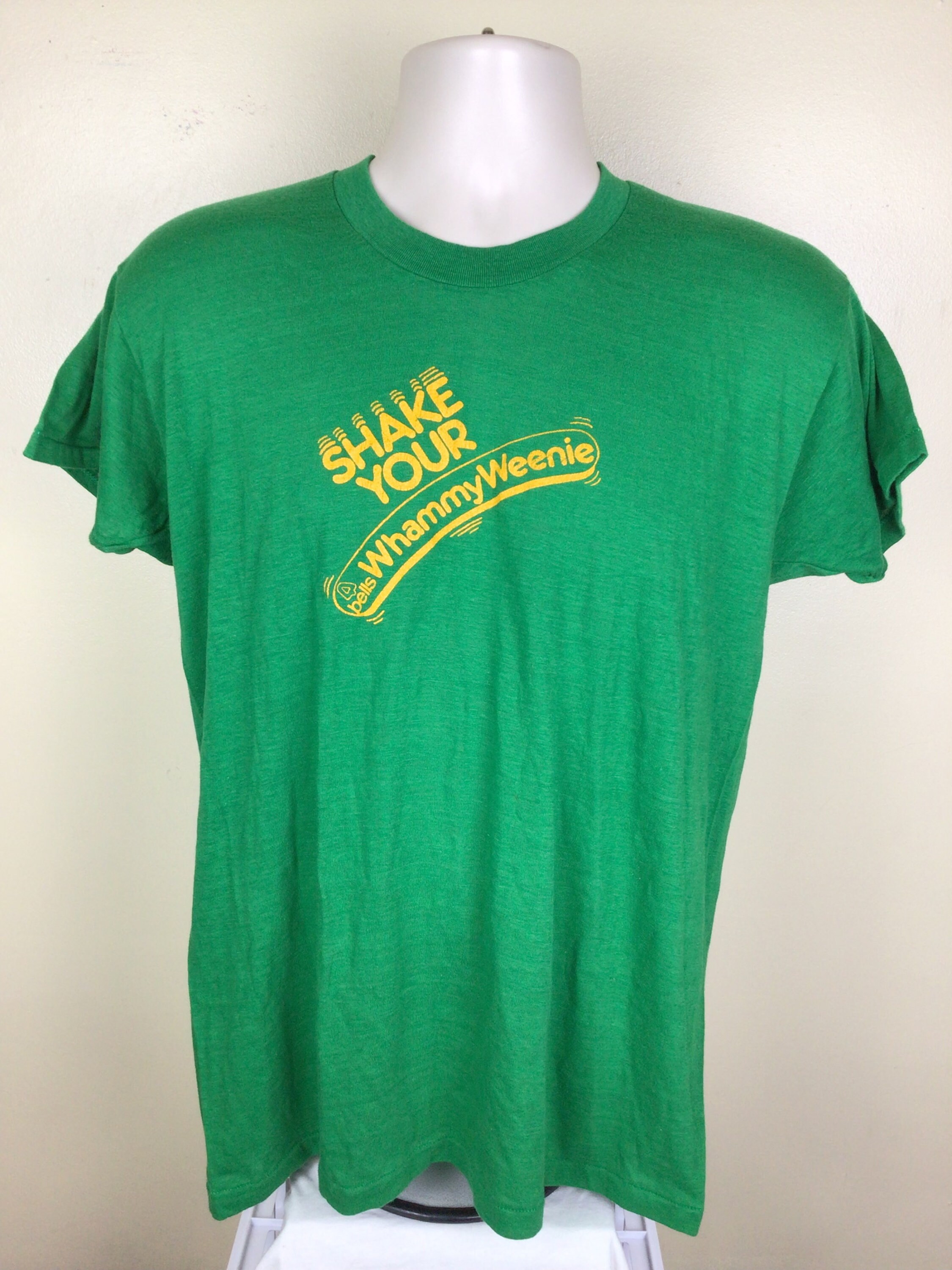 Vtg 1982 Shake Your Whammy Weenie T-shirt Green L 80s Buffalo