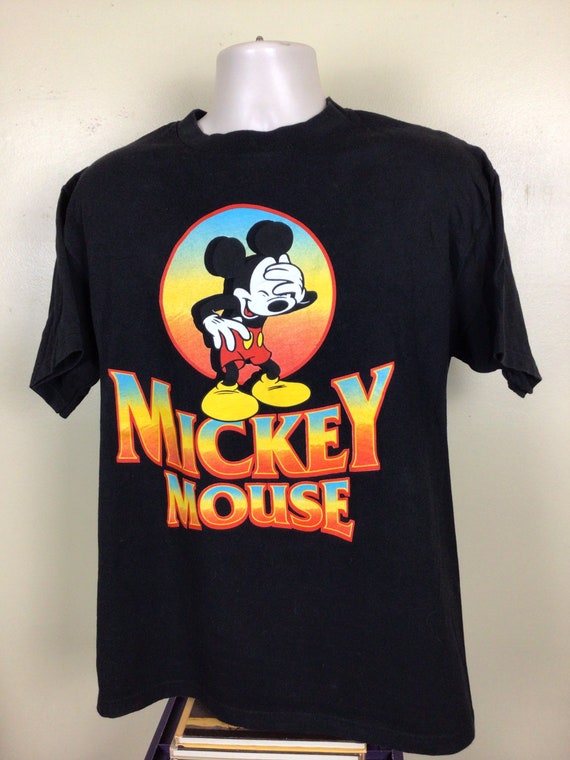 Vtg 90s Mickey Mouse T-Shirt Black L Disney Unlim… - image 4