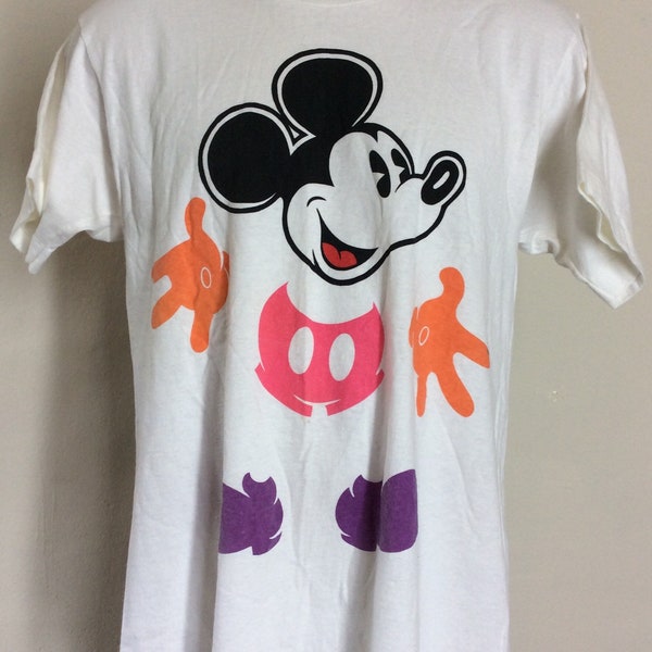 Vtg 90s Mickey Mouse T-Shirt White M Disney Cartoon