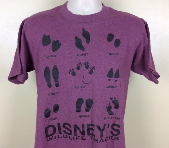 Vtg 90s Disney’s Wildlife Tracks T-Shirt Purple M… - image 1