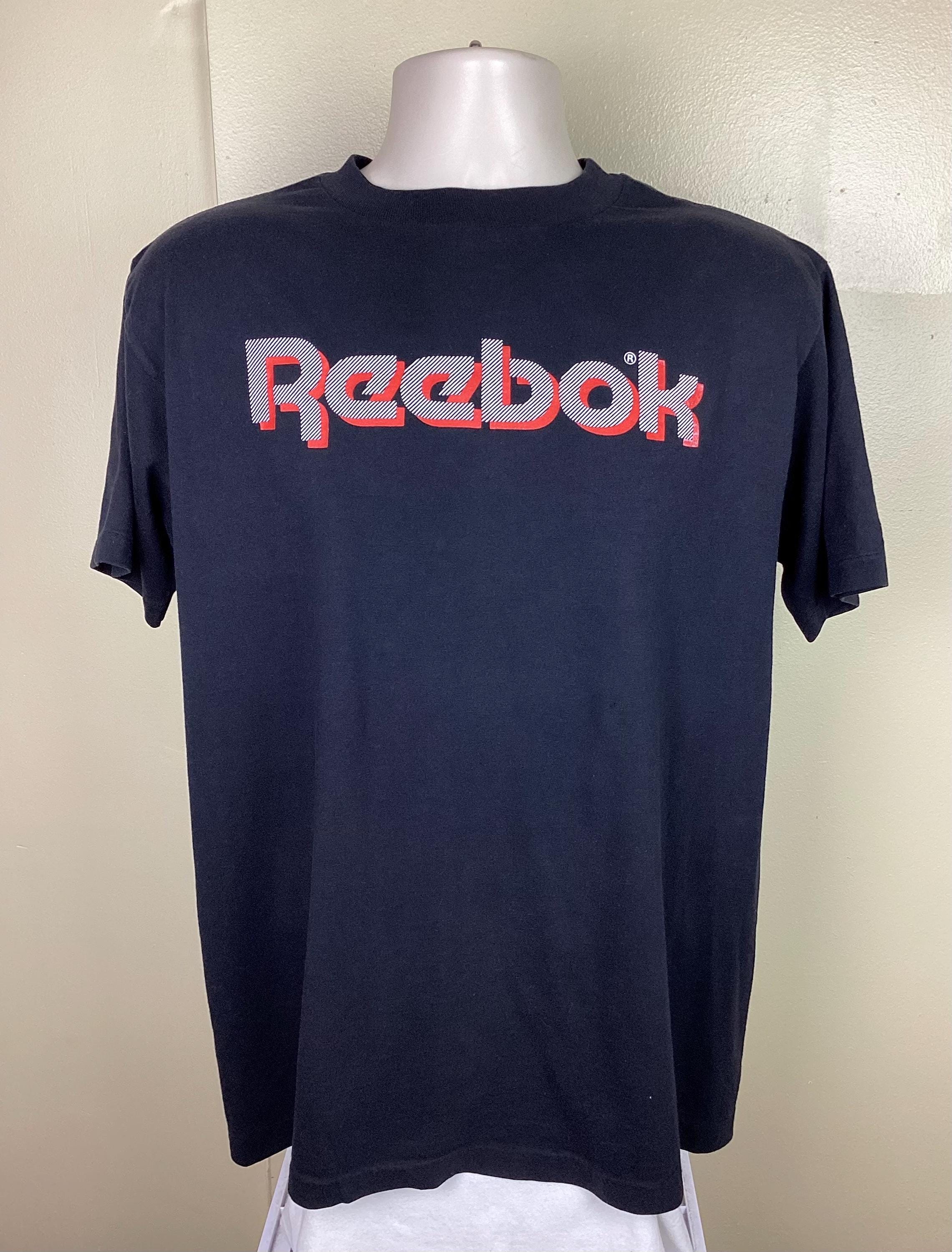 Vtg 80s Early 90s Reebok T-shirt Black L Single Stitch Made in USA 
