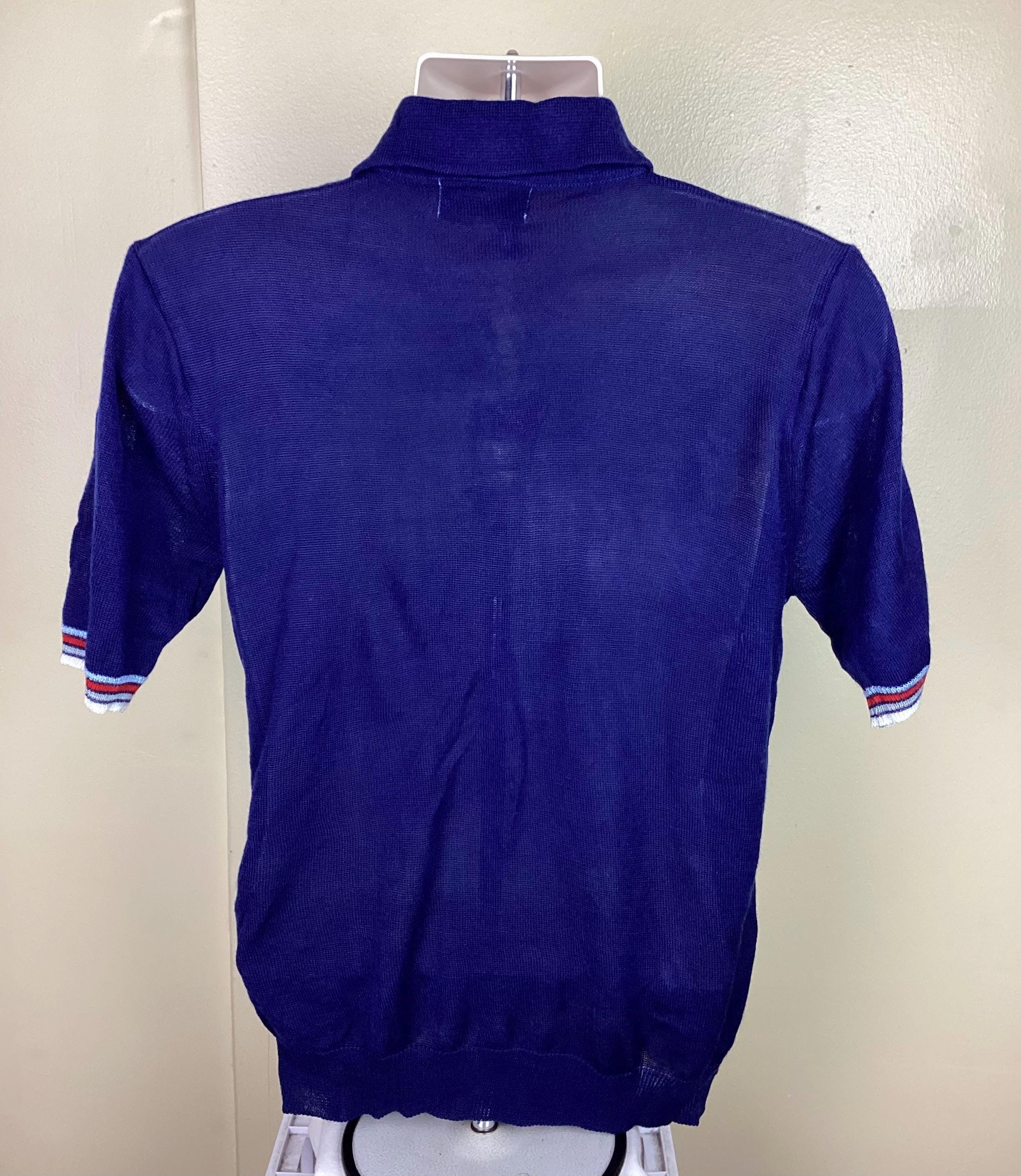 Vtg 60s 70s JC Penney Knit Polo Shirt Blue M Stripes Striped - Etsy