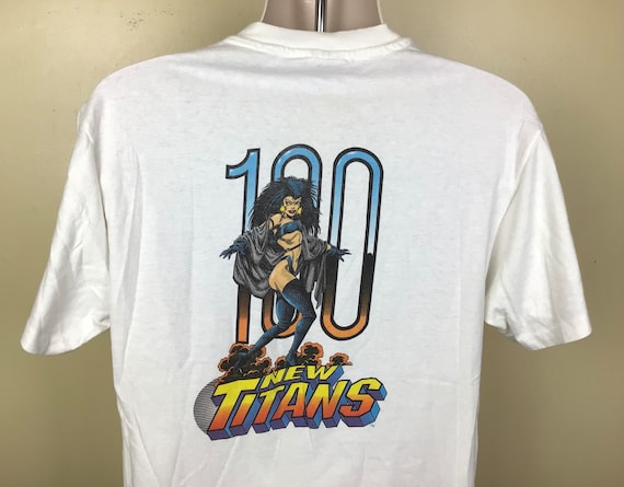 Vtg 1993 New Titans DC Comics T-shirt White L 90s Teen Comic
