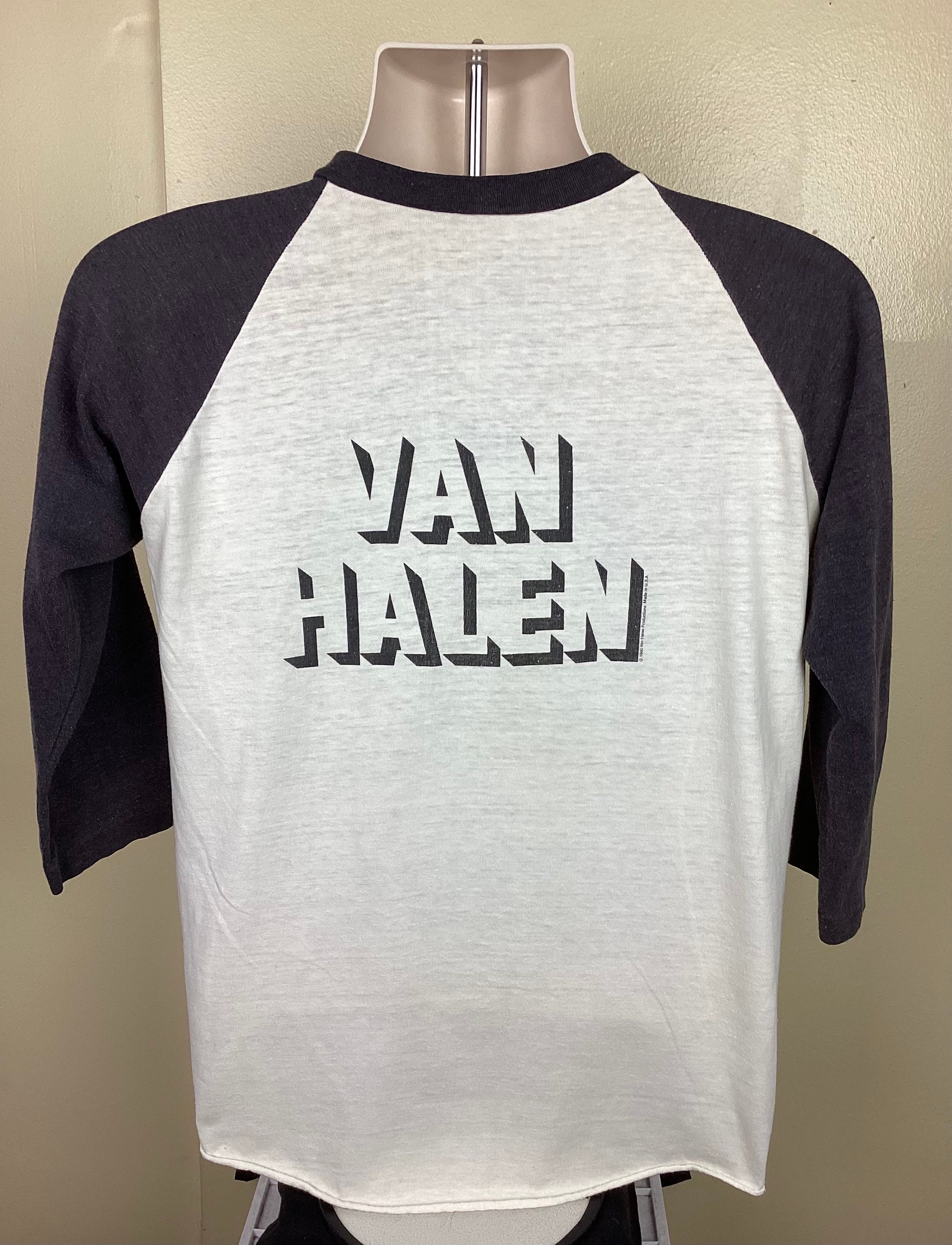 Vtg 1980 Van Halen Invasion Raglan Jersey Style Concert T-shirt 