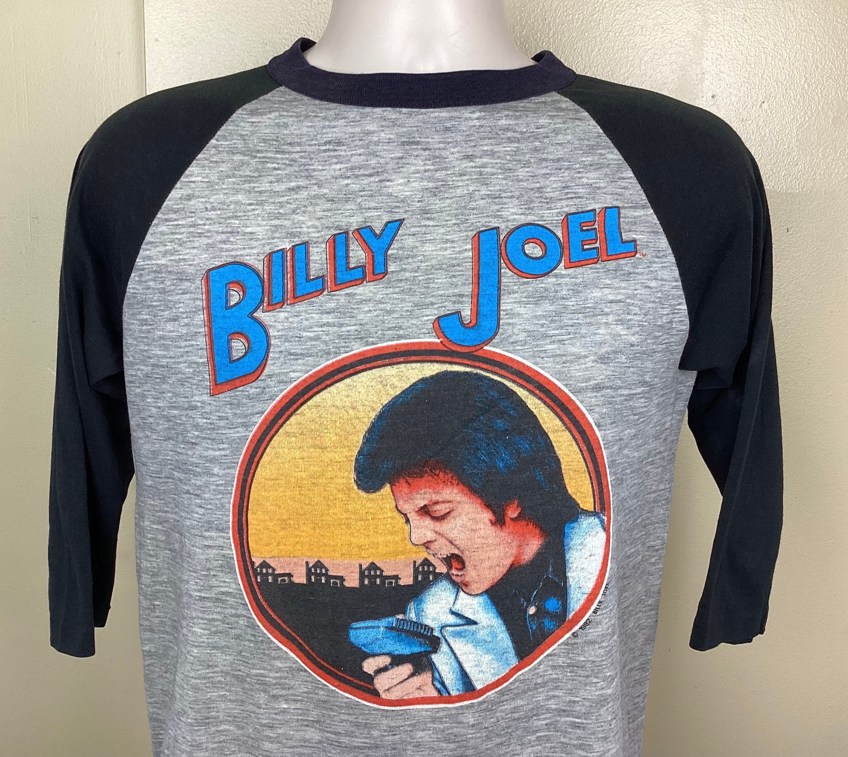 Billy Joel 1982 ヴィンテージ ラグランTシャツ Vtg 1982 Billy Joel Raglan Jersey Style Concert T-shirt Gray M 80s
