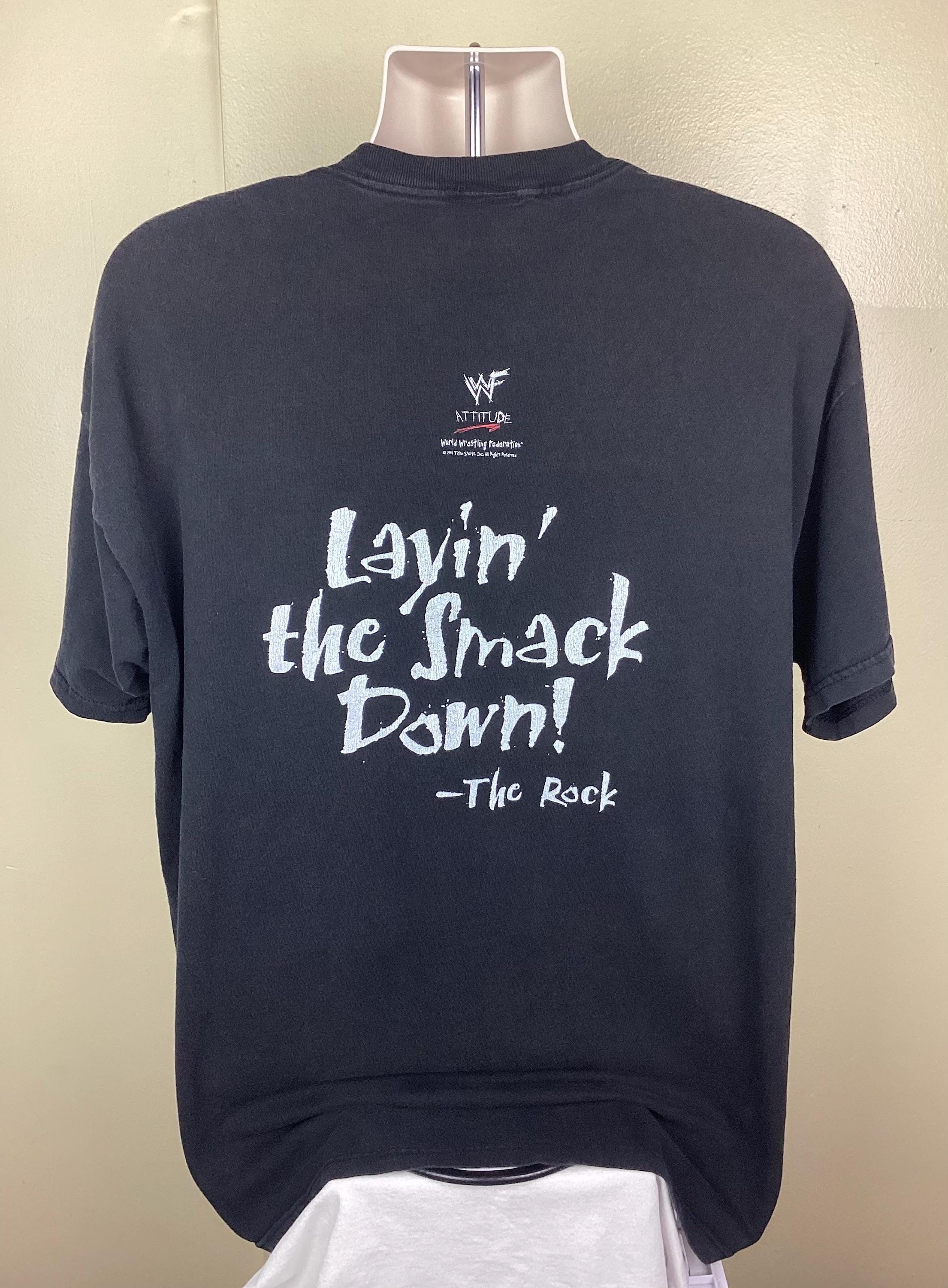 Vtg 1998 WWF the Rock T-shirt Black XL 90s Bull Layin the Smack