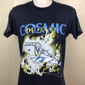 Maglietta vintage Silver Surfer The Cosmic Power, nera, taglia M, personaggi dei fumetti Marvel degli anni '80. immagine 2