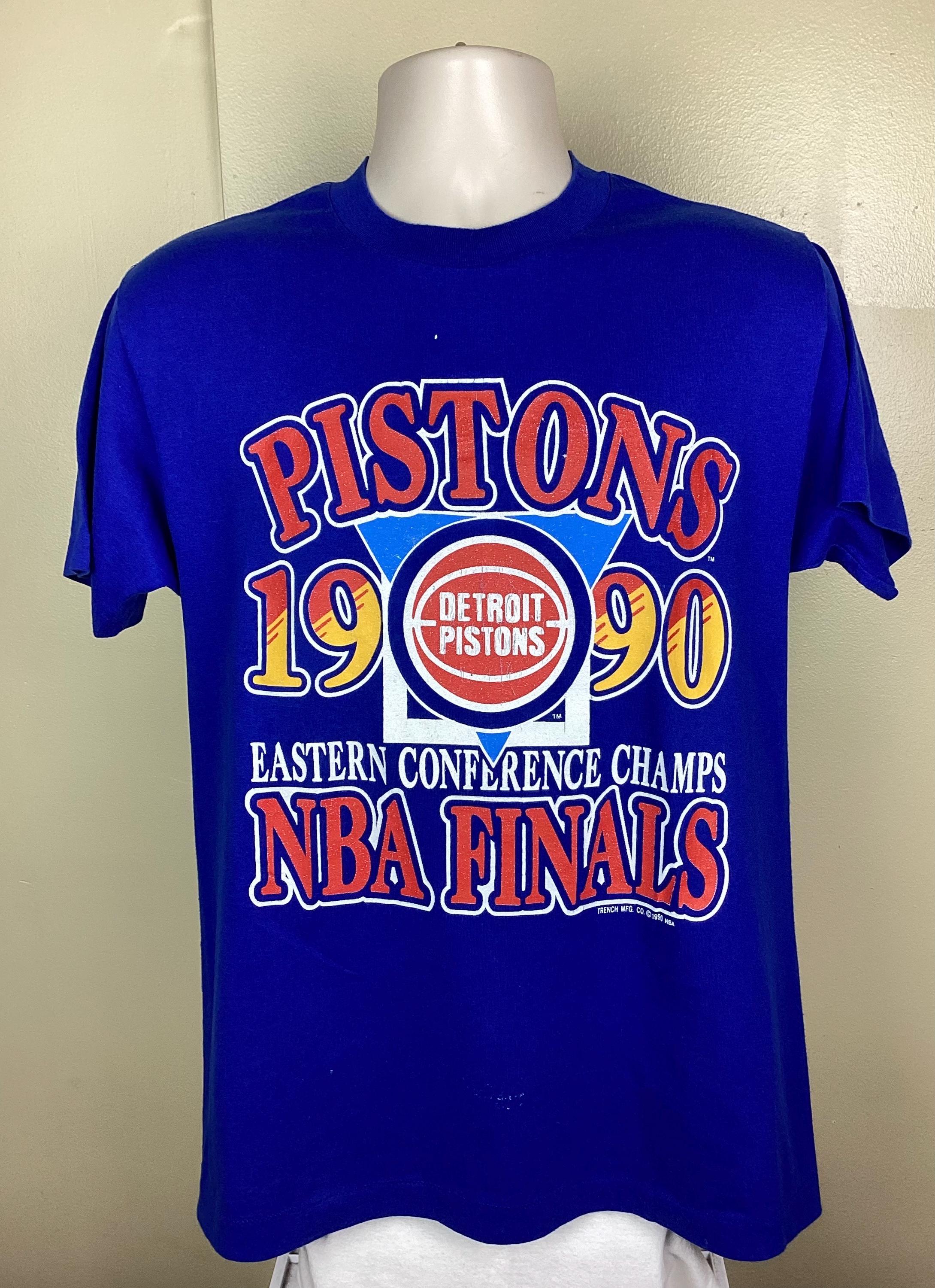Vtg 1990 Detroit Pistons Eastern Conference Champs T-shirt Blue M
