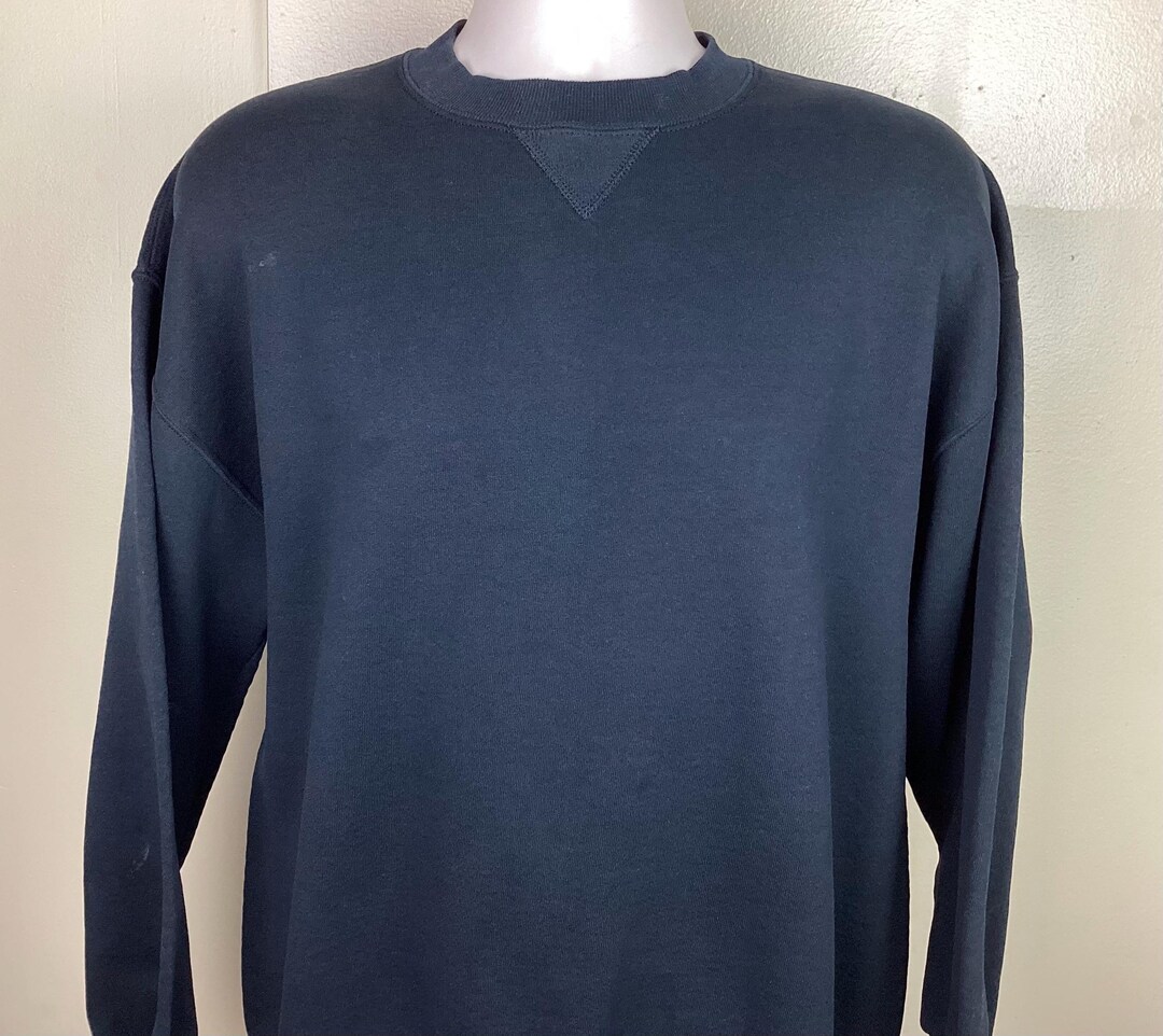 Vtg 90s Russell Athletic Plain Black Crewneck Sweatshirt XL Blank Made ...
