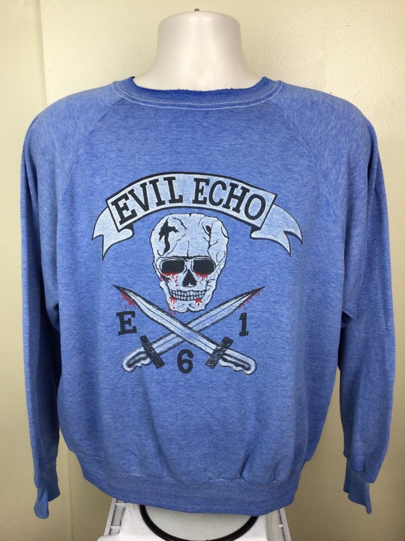 Vtg 80s 90s Evil Echo Raglan Crewneck Sweatshirt … - image 2
