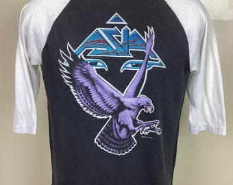 Vtg 1983 Asia Concert Raglan Jersey Style Concert T-shirt