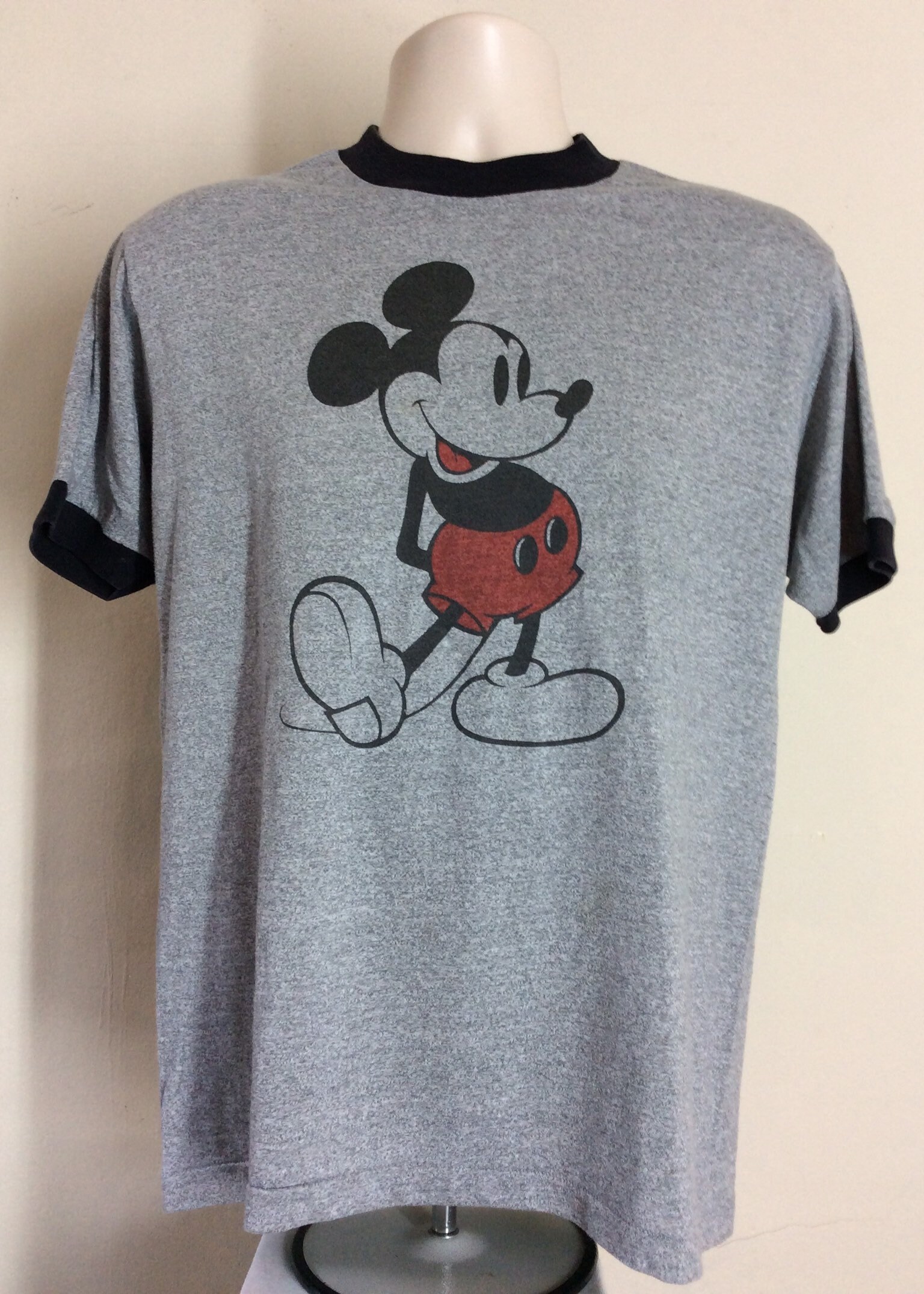 Vtg 80s Mickey Mouse Ringer T-shirt Heather Gray L 50/50 | Etsy