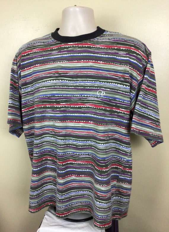 Vtg 80s 90s OP Ocean Pacific Striped T-Shirt M/L … - image 4