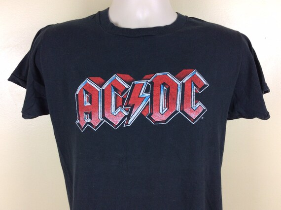 Vtg 70s 80s AC/DC T-shirt Black M ACDC Heavy Metal Hard Rock Band 