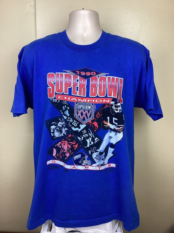 Vtg 1991 New York Giants Super Bowl XXV Champions T-shirt Blue XL