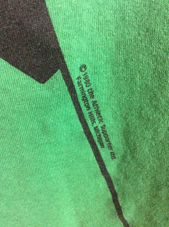 Vtg 80s Screen Stars Tuxedo T-Shirt Green M/L St … - image 5