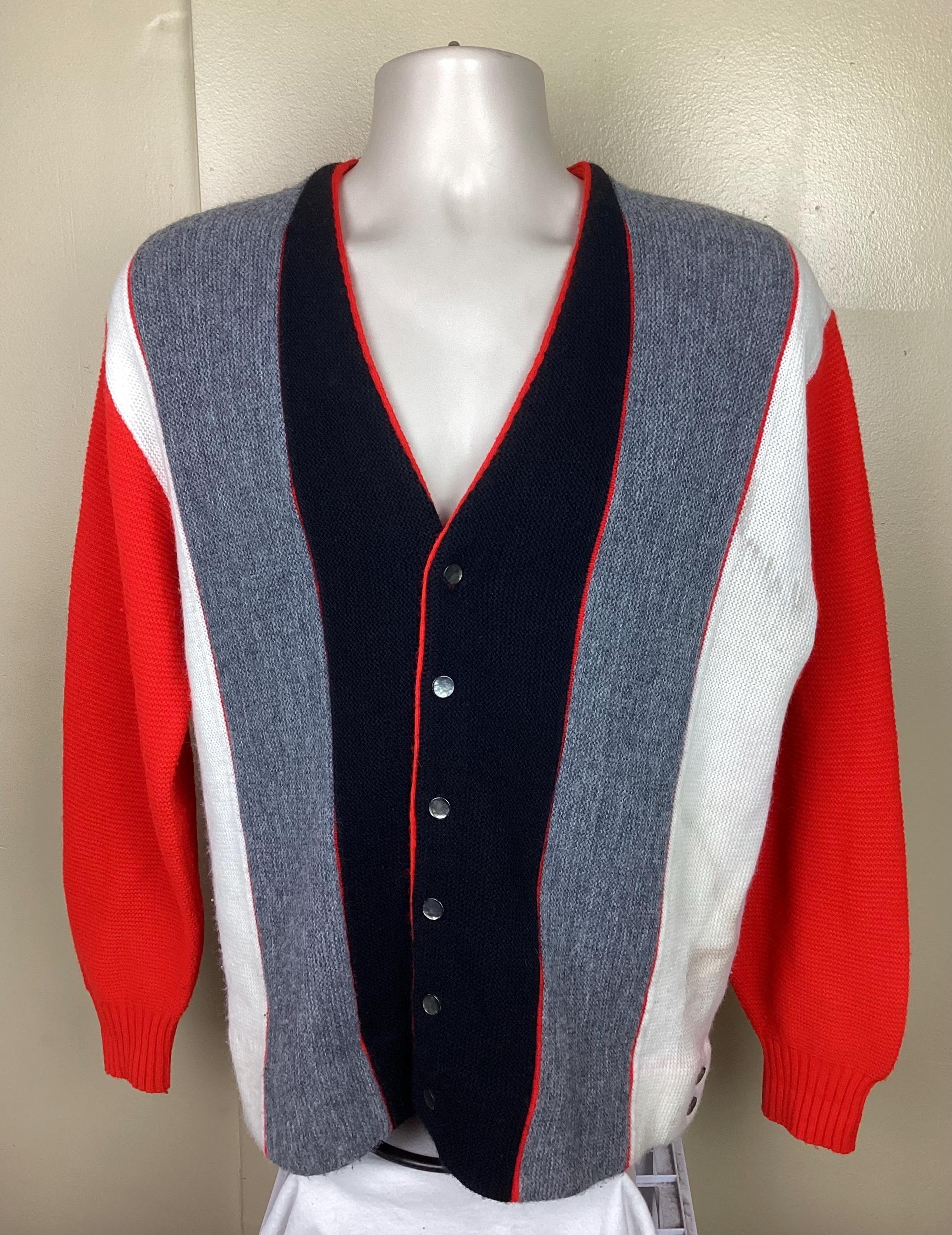 50s〜60s vintage cardigan Campus Vintage 50s 60s Mod Suede Leather Paneled Atomic Knit
