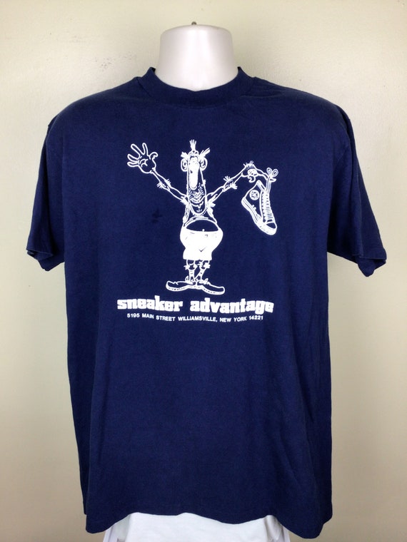 Vtg 80s Sneaker Advantage T-Shirt Blue XL William… - image 2