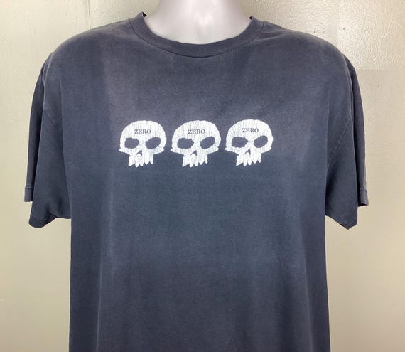 Vtg 90s Y2K Tum Yeto Zero Skateboards Skulls T-shirt Black L