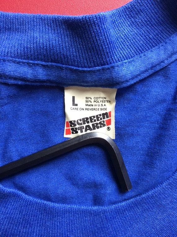 Vtg 1985 76% Uncertain Nothing but Love Songs T-shirt Blue L 80s