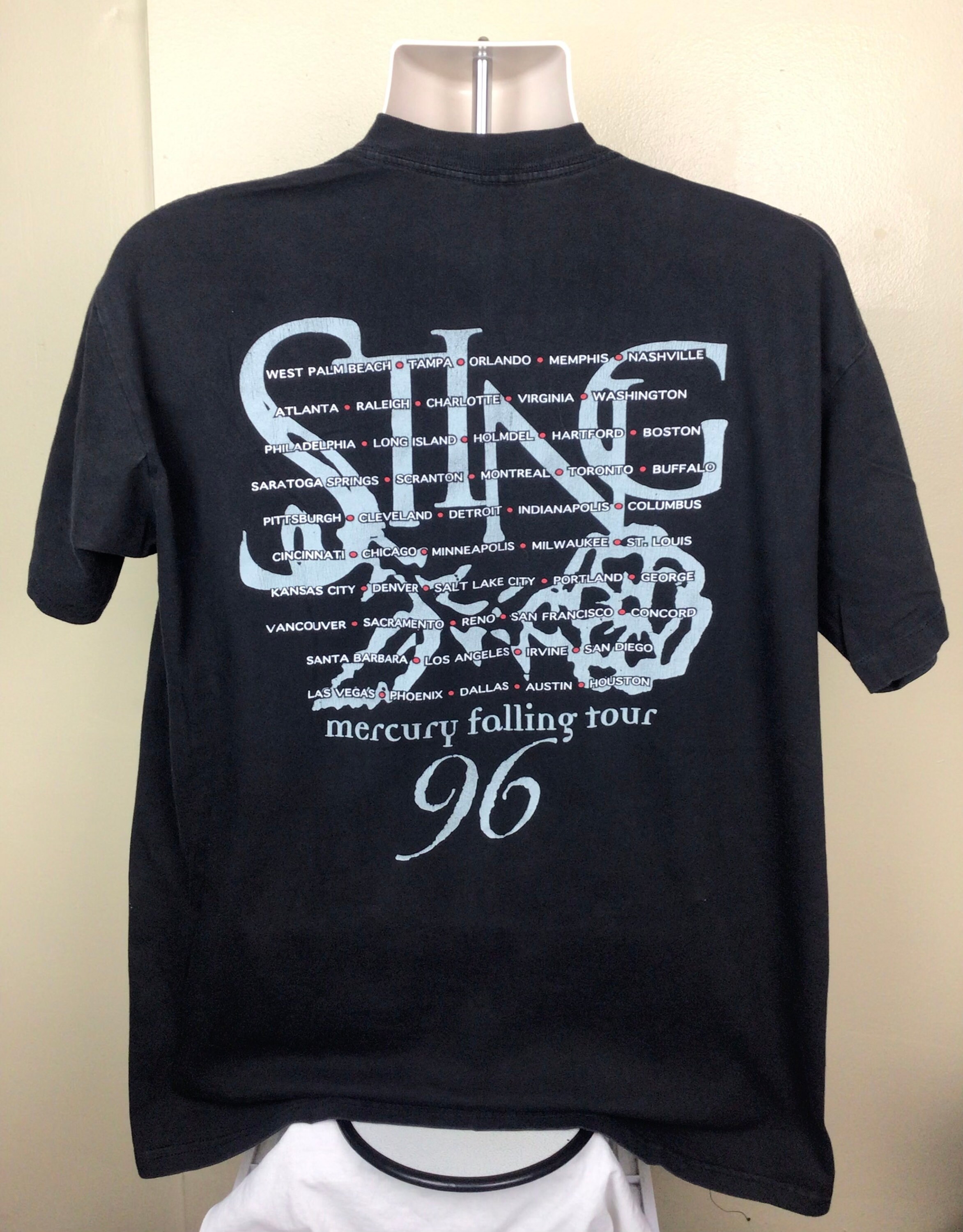 Vtg 1996 Sting Mercury Falling Tour Concert T-shirt Black XL