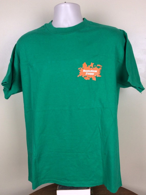 Vtg 1993 Nickelodeon Studios T-Shirt Green L/XL 9… - image 5