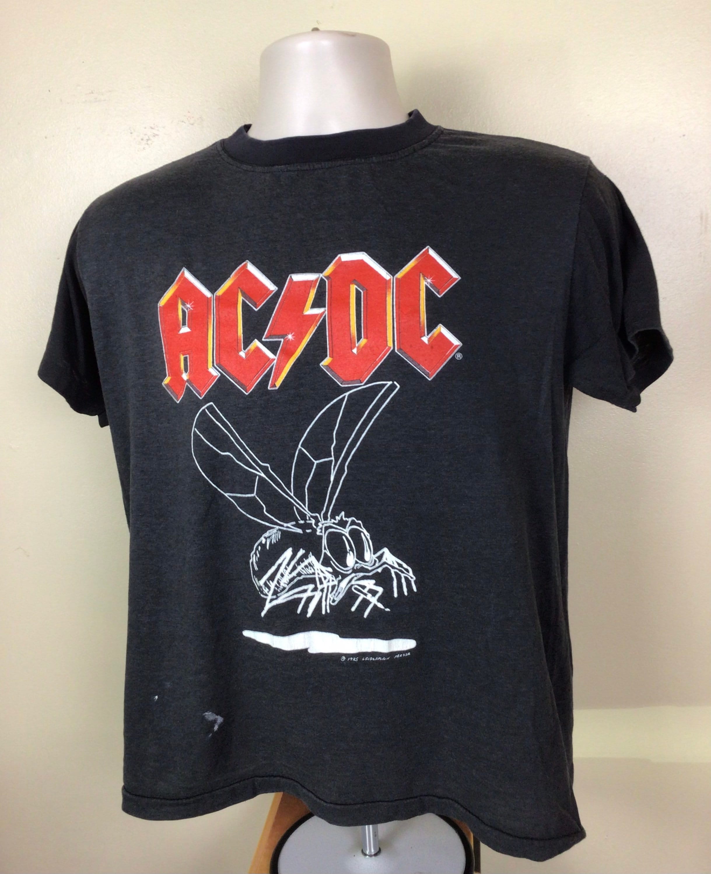 on Black T-shirt Heavy Fly 80s Wall AC/DC the Classic Etsy Concert M Vtg ACDC - 1985 Metal Band Rock