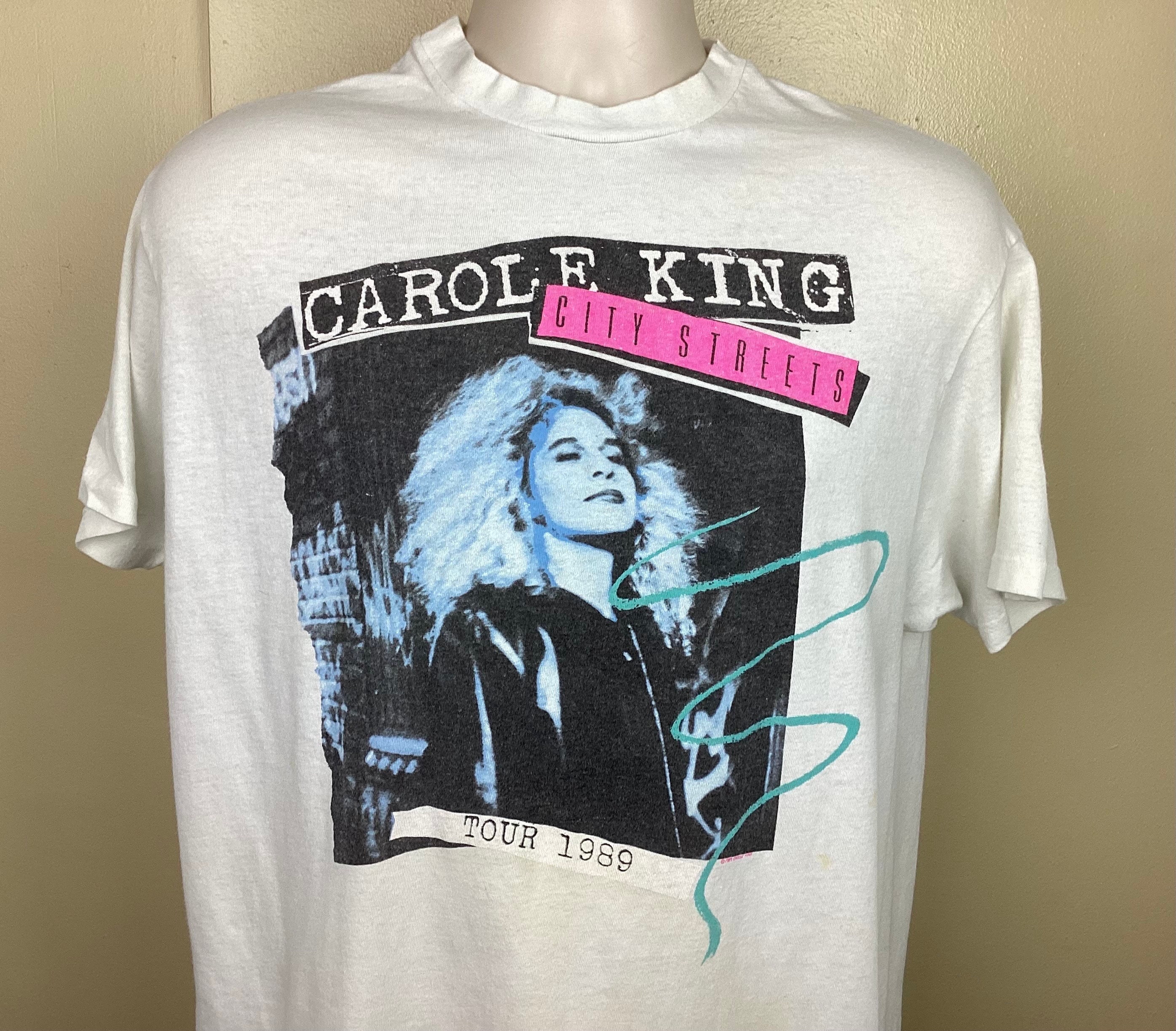 Vtg 1989 Carole King Concert T-shirt White XL 80s City Streets