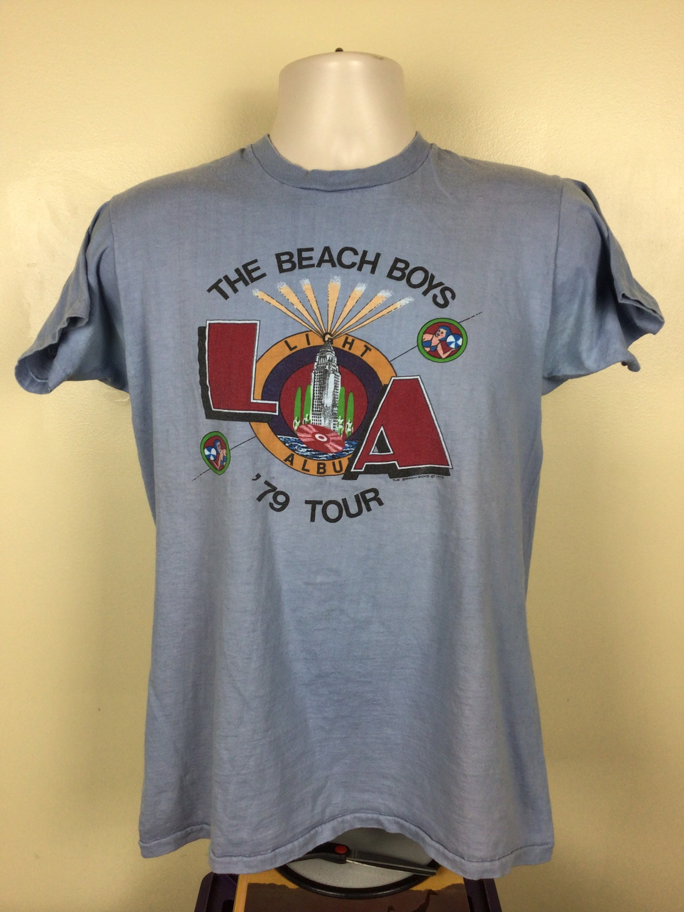 Vtg 1979 Beach Boys L.A. Light Album Concert T-shirt Blue L/XL 70s