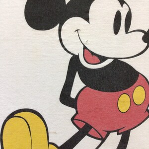 Vtg 80s 90s Mickey Mouse Ringer T-Shirt White L/XL Disney 100% Cotton Made In USA image 5