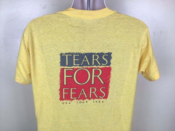Vtg 1985 Tears for Fears Concert T-shirt Yellow L/XL 80s