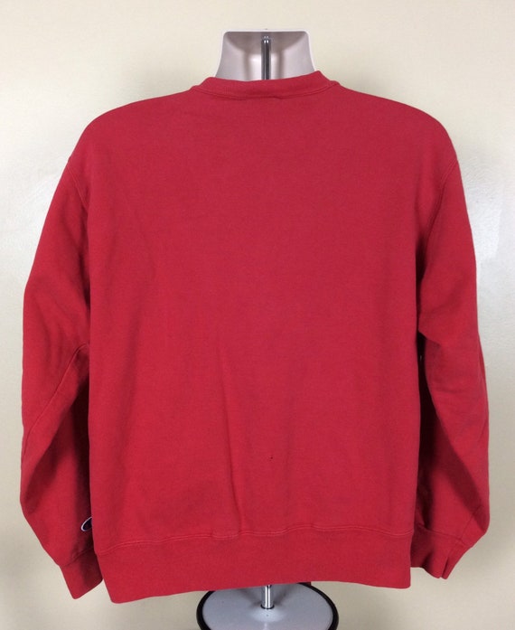 Vtg 90s Champion Plain Red Crew Neck Sweatshirt L… - image 3