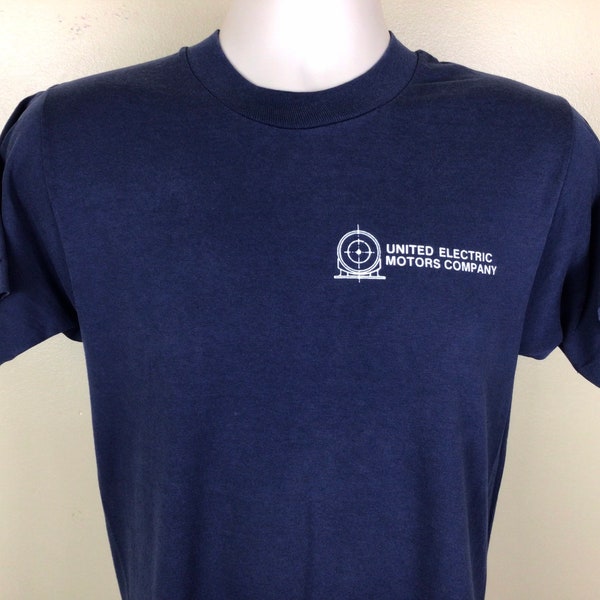 Vtg 80s early 90s United Electric Motors Company T-Shirt Blue M Screen Stars Business