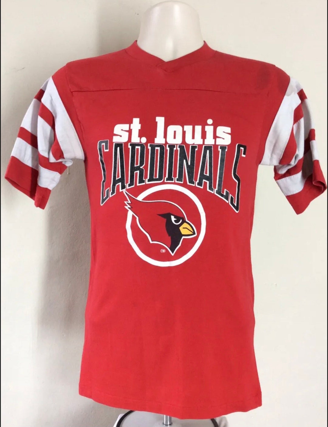 Vtg 80s St Louis Football Cardinals Jersey Style T-shirt Red XS/S