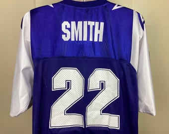 VTG 90s Emmit Smith Dallas Cowboys jersey blauw volwassen XL Apex NFL-team