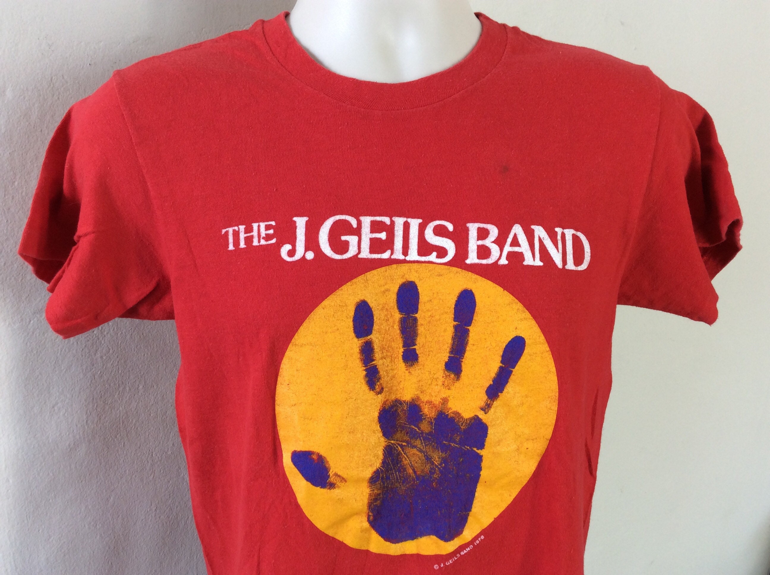 Vtg 1978 J Geils Band T-shirt Red S/M 70s Classic Rock Band