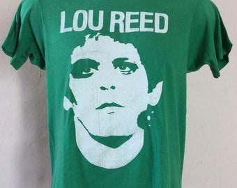Vtg 70s Lou Reed Rock N Roll Animal T-Shirt Green XS/S Velvet Underground Punk Glam Rock