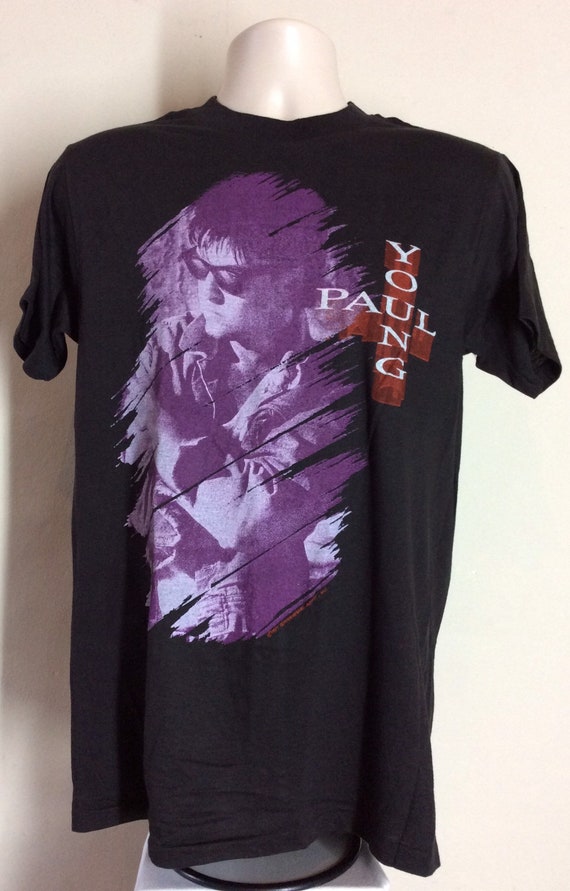 Vtg 1987 Paul Young Concert T-Shirt Black M/L 80s New… - Gem