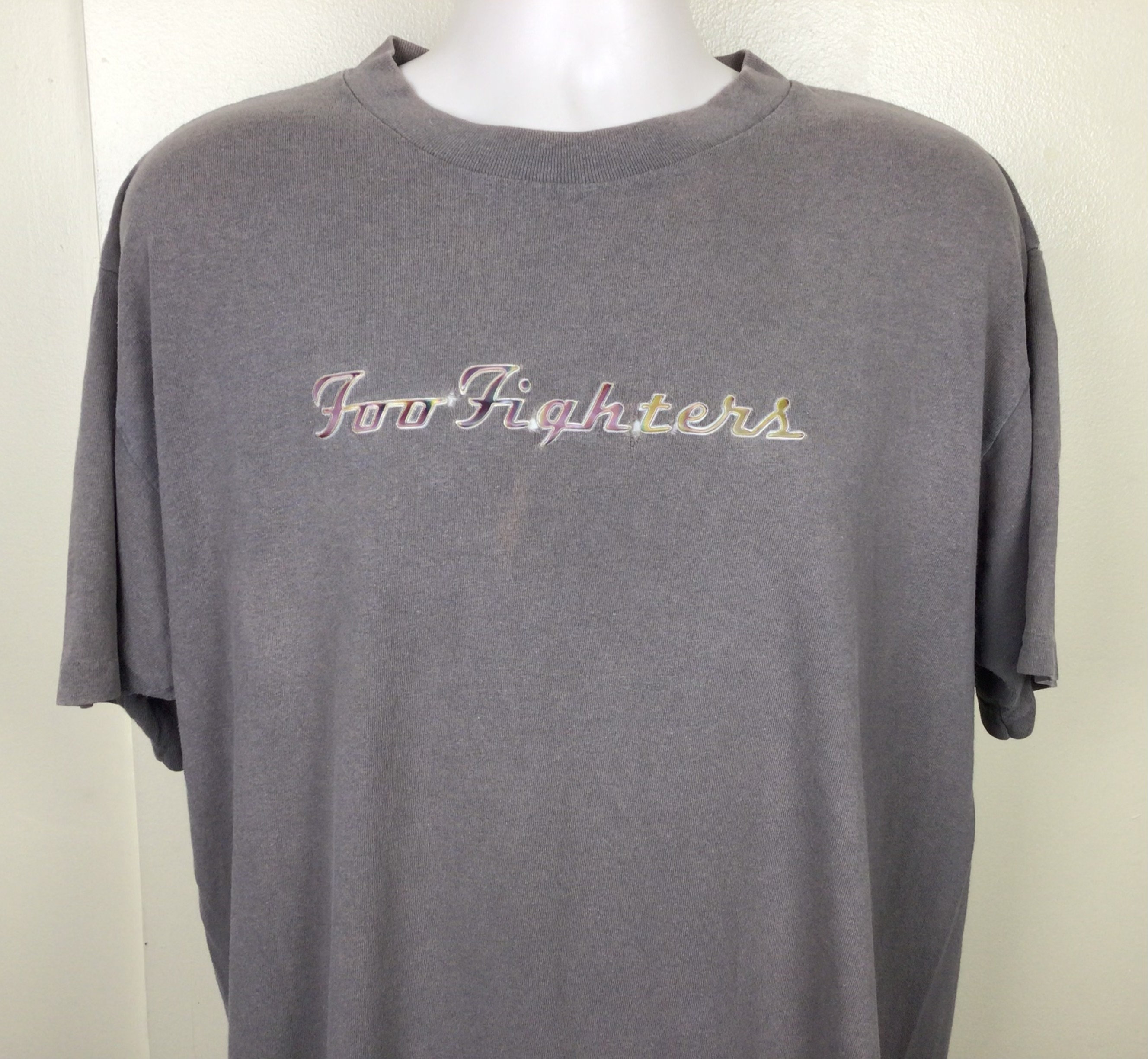Vtg 90s Foo Fighters Hologram Graphics T-shirt Brown XL Gray Wild