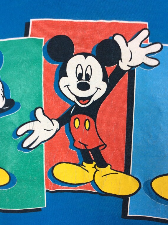 Vtg 90s Mickey Mouse Florida T-shirt Turquoise Blue L Disney World