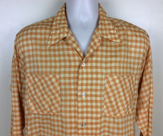 Vtg 50s 60s Donlin Yellow Gingham Plaid 